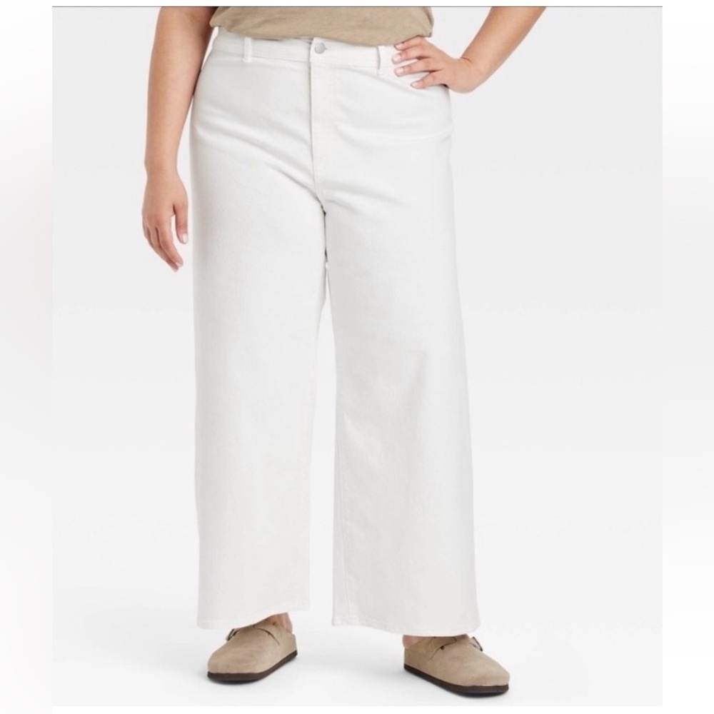 Universal Thread High-Rise Sailor Wide Leg Ankle Jeans White Size 14 NWT